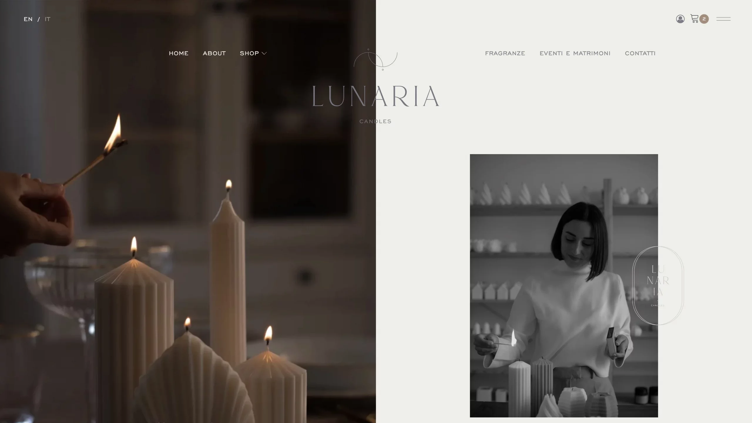 Ecommerce per candele artigianali Lunaria Candles
